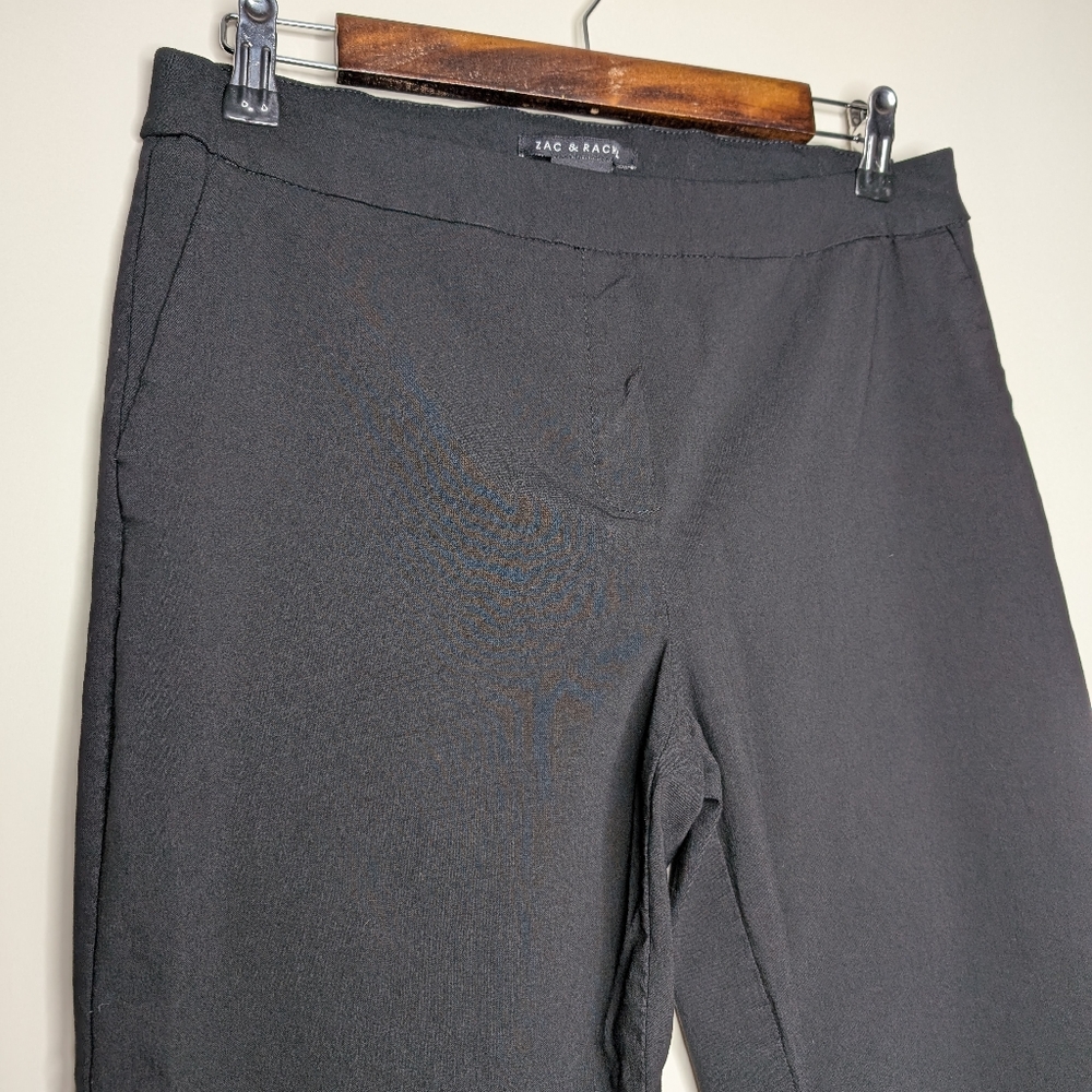 Zac & Rachel Womens Black Pull on Cropped Capris Pants with Ankle Details Size 8 - Picture 5 of 12